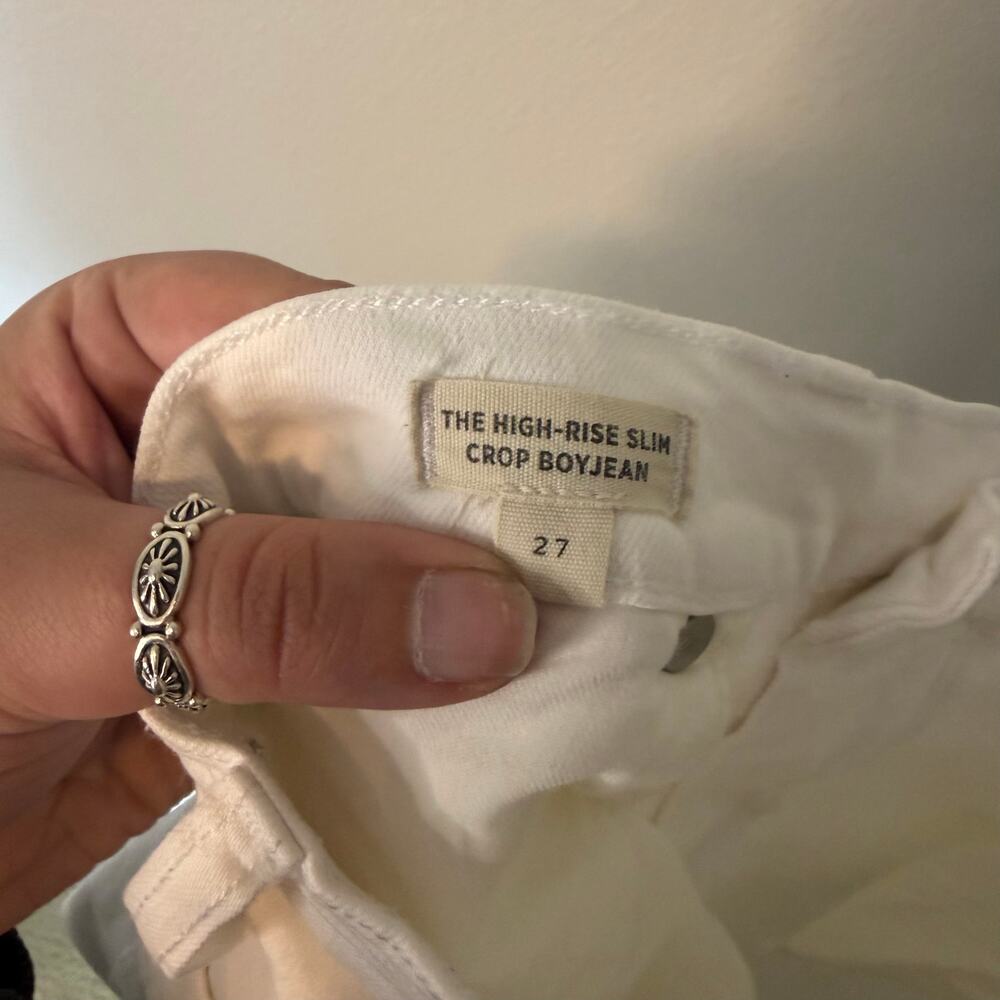 Madewell The High-Rise Slim Crop Boyjean White Size 27 - Picture 5 of 6